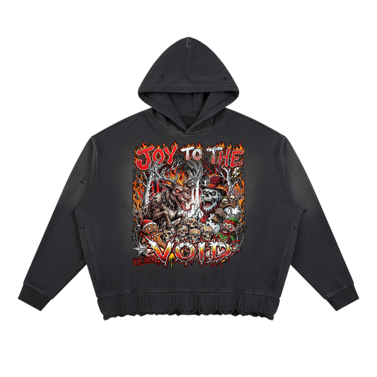VoidMas Unisex Sunfade Ripped Boxy Hoodie