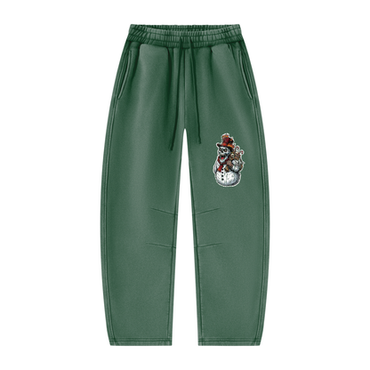 VoidMas Unisex Vintage Wash Barrel Leg Fleece Sweatpants