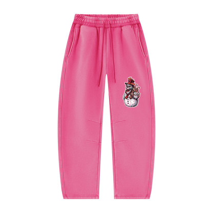 VoidMas Unisex Vintage Wash Barrel Leg Fleece Sweatpants