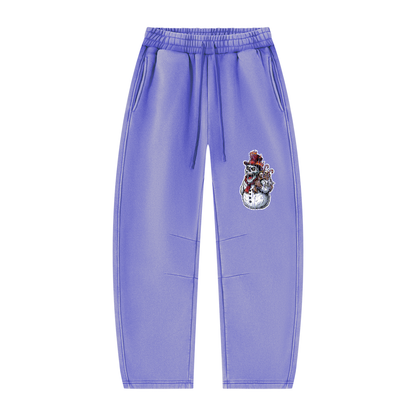 VoidMas Unisex Vintage Wash Barrel Leg Fleece Sweatpants