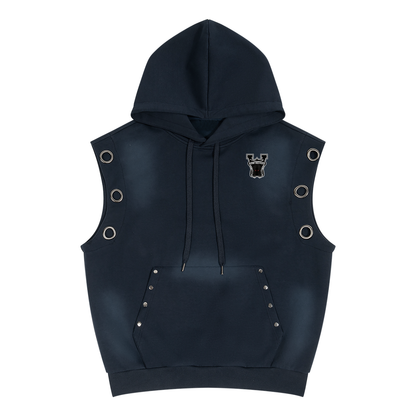 Unisex Vintage Wash Sun Fade Sleeveless Hoodie