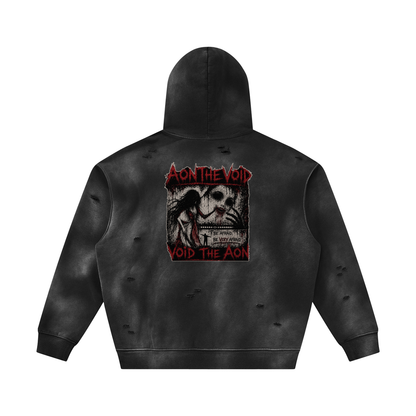 Unisex Sunfade Frayed Fleece Hoodie
