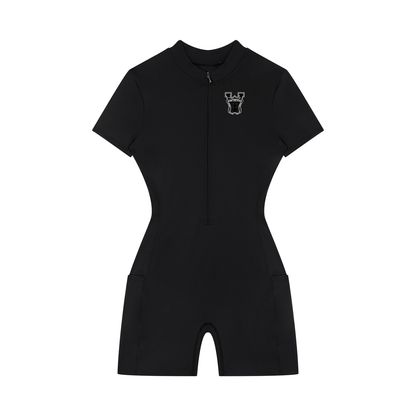 Women's Quarter-Zip Short Sleeve Romper