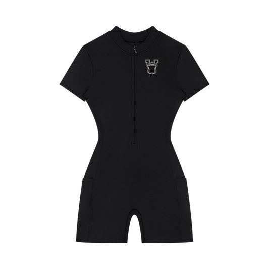 Women's Quarter-Zip Short Sleeve Romper