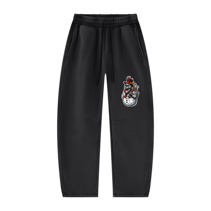 VoidMas Unisex Vintage Wash Barrel Leg Fleece Sweatpants