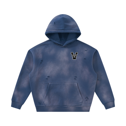 Unisex Sunfade Frayed Fleece Hoodie