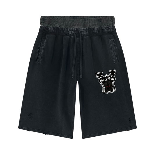 Unisex Vintage Wash Distressed Wide Leg Shorts