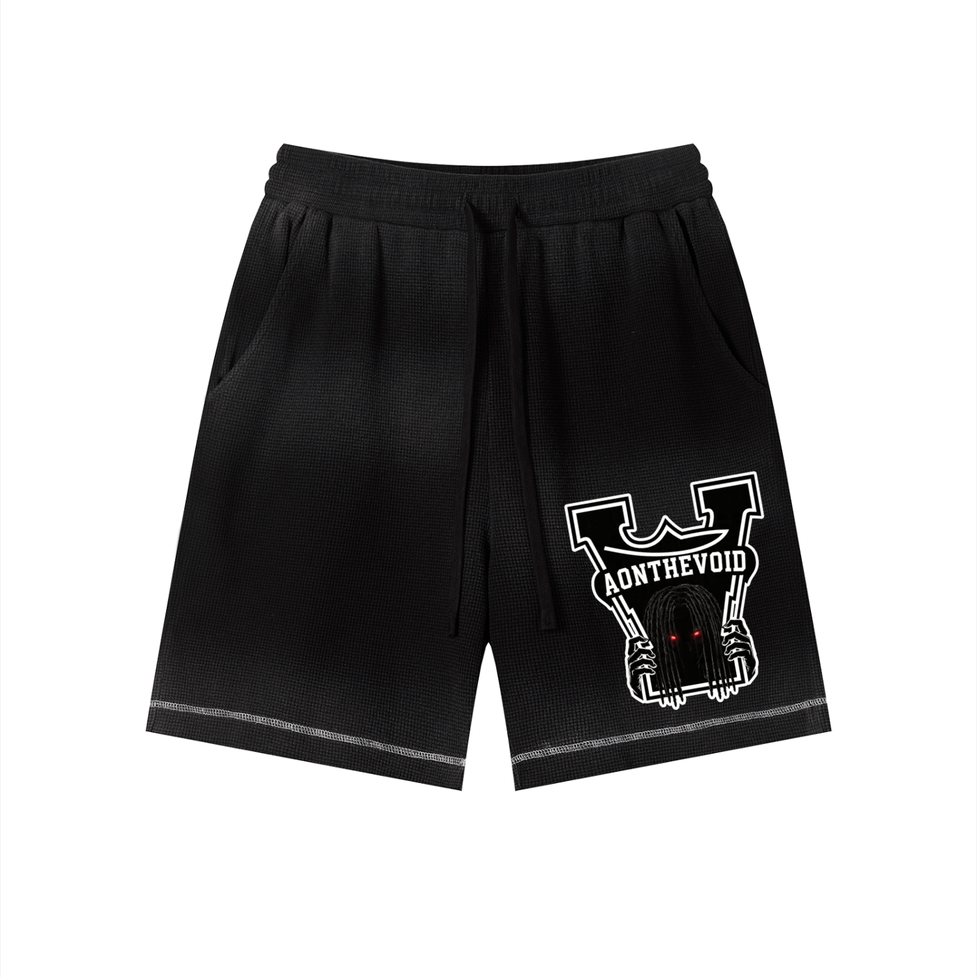 Unisex Sunfade Waffle Raw Hem Shorts