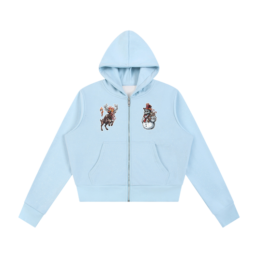 VoidMas Women's Sparkles Fleece Full Zip Hoodie
