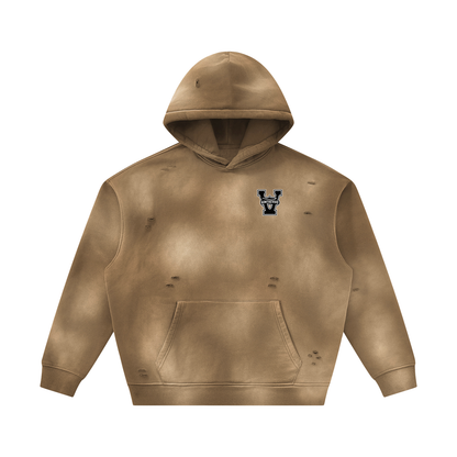 Unisex Sunfade Frayed Fleece Hoodie