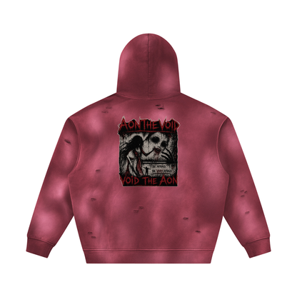 Unisex Sunfade Frayed Fleece Hoodie