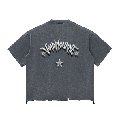 VoidMourne Snow Wash Raw-Hem Boxy T-shirt