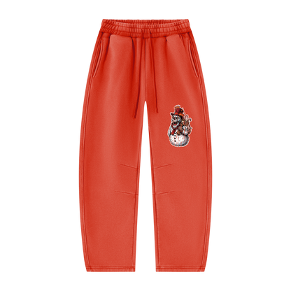 VoidMas Unisex Vintage Wash Barrel Leg Fleece Sweatpants