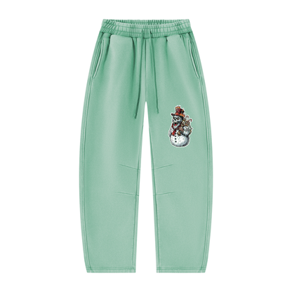VoidMas Unisex Vintage Wash Barrel Leg Fleece Sweatpants