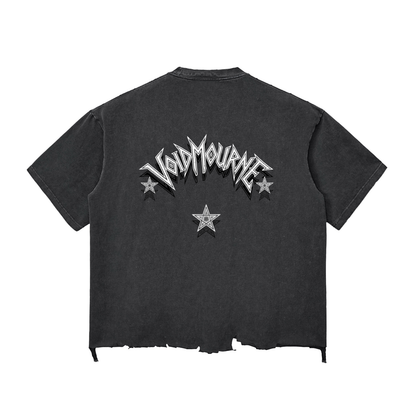 VoidMourne Snow Wash Raw-Hem Boxy T-shirt