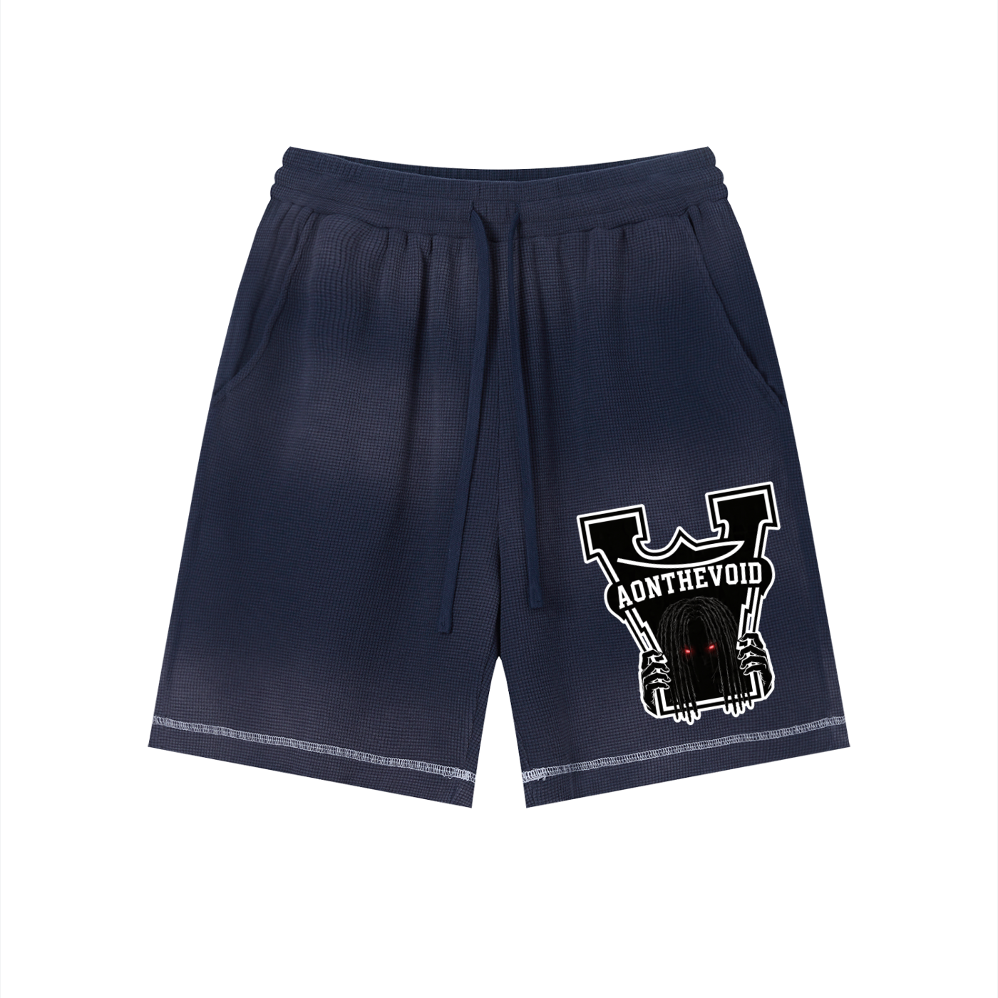 Unisex Sunfade Waffle Raw Hem Shorts