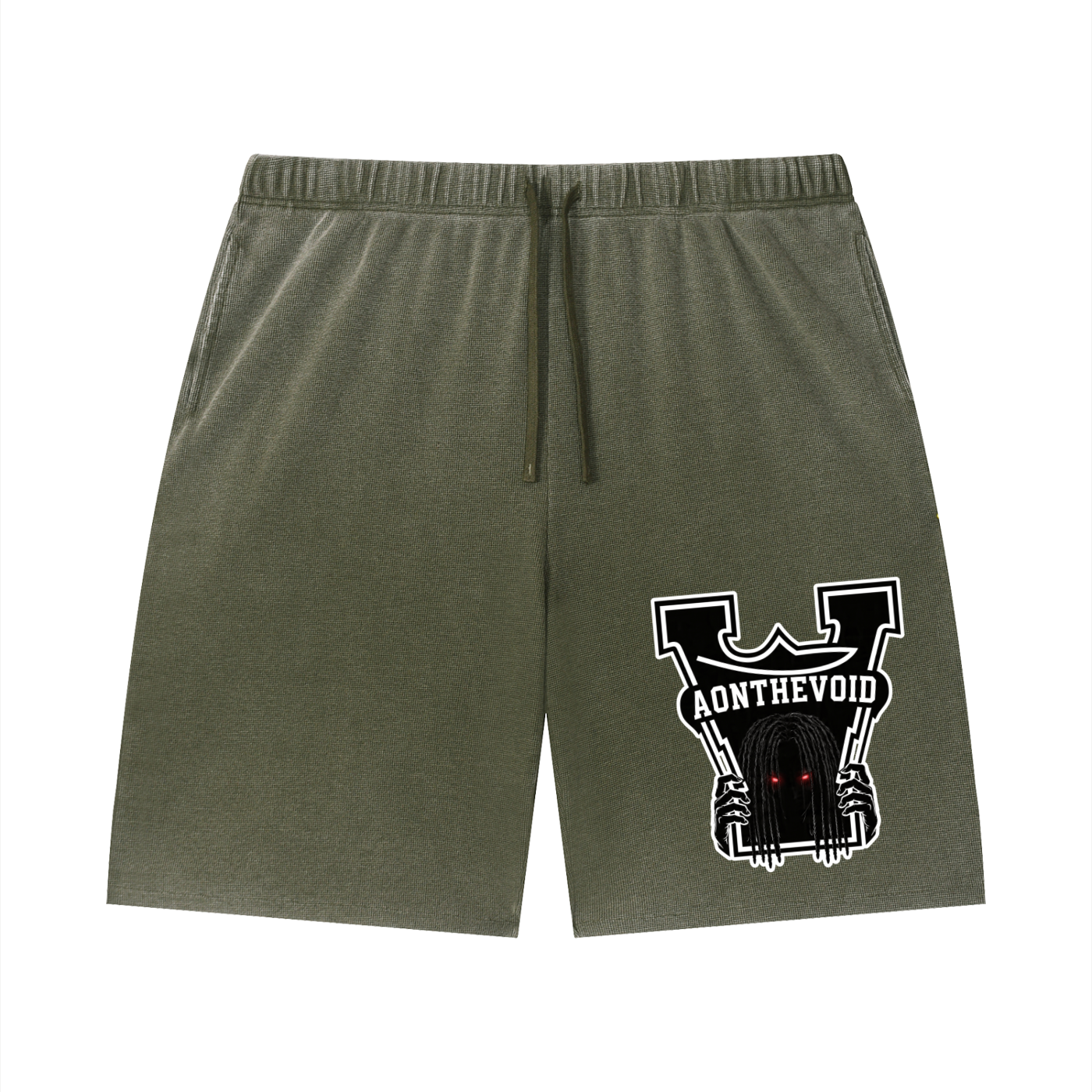 Unisex Vintage Wash Sunfade Waffle Raw Hem Shorts