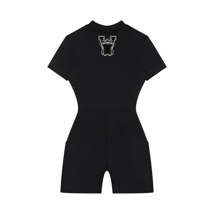 Women's Quarter-Zip Short Sleeve Romper