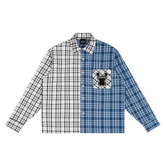 Unisex Oversized Plaid Color Block Shirt
