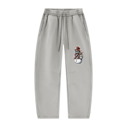 VoidMas Unisex Vintage Wash Barrel Leg Fleece Sweatpants