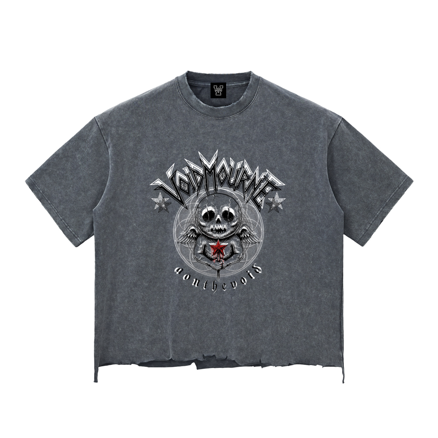 VoidMourne Snow Wash Raw-Hem Boxy T-shirt