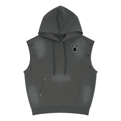 Unisex Vintage Wash Sun Fade Sleeveless Hoodie