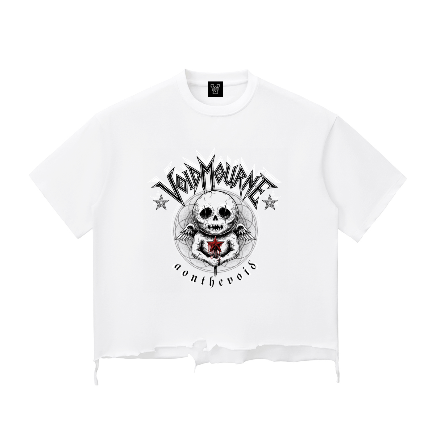 VoidMourne Snow Wash Raw-Hem Boxy T-shirt