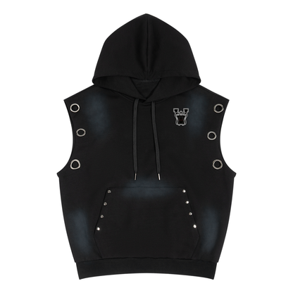 Unisex Vintage Wash Sun Fade Sleeveless Hoodie