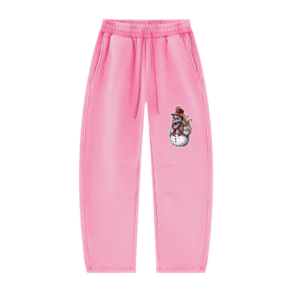 VoidMas Unisex Vintage Wash Barrel Leg Fleece Sweatpants