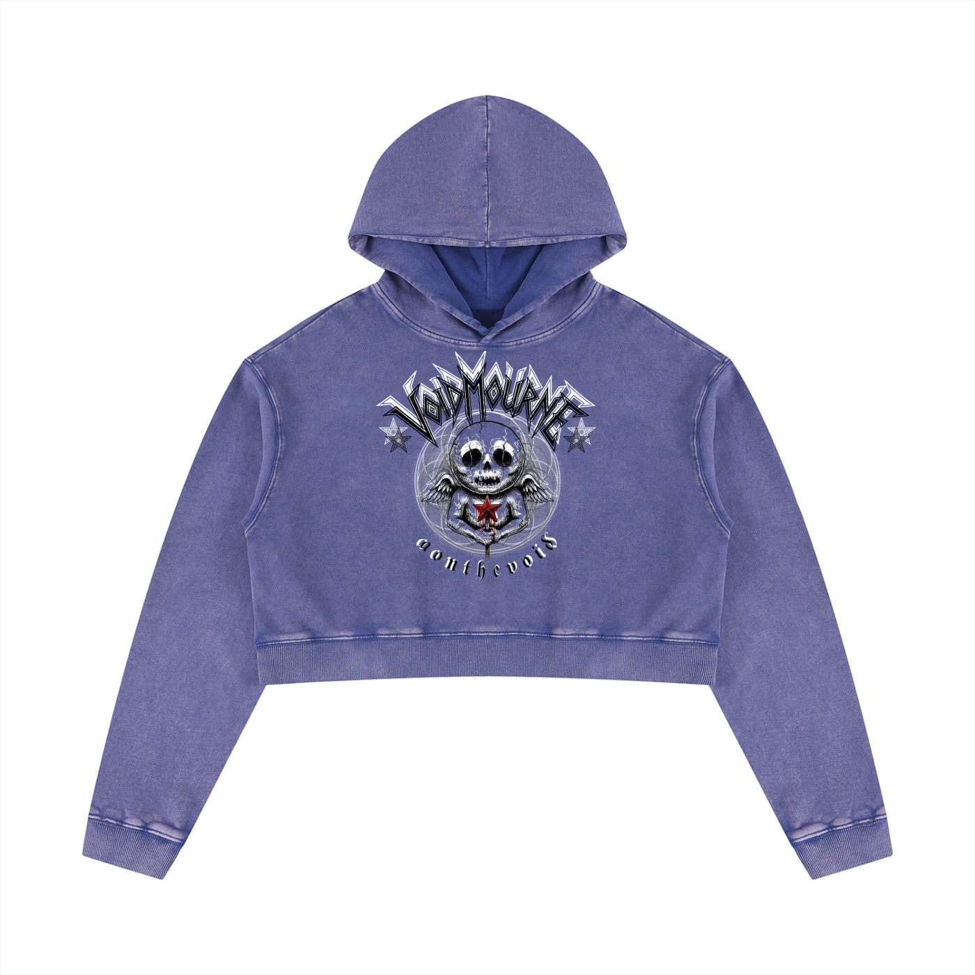 VoidMourne Women’s Mineral Washed Crop Hoodie