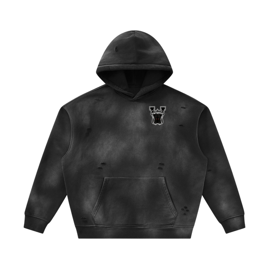 Unisex Sunfade Frayed Fleece Hoodie