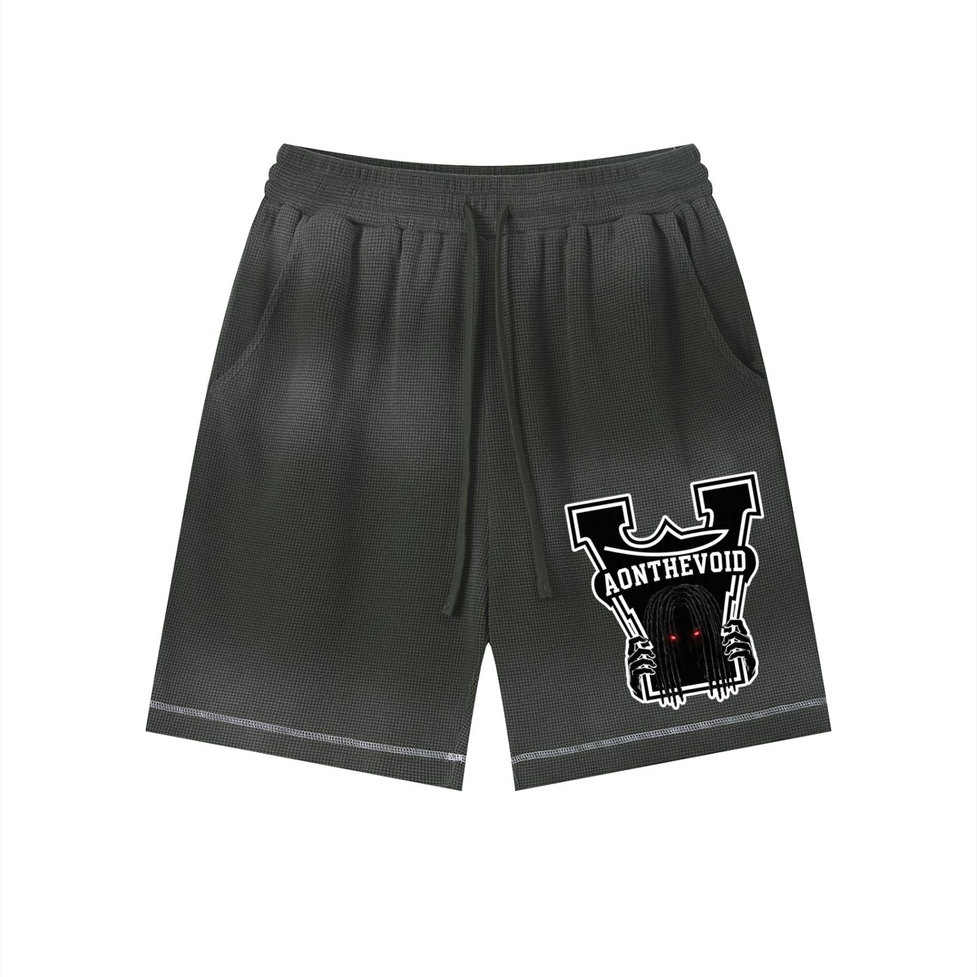 Unisex Sunfade Waffle Raw Hem Shorts
