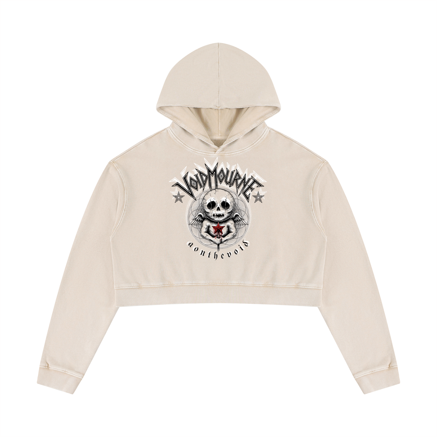 VoidMourne Women’s Mineral Washed Crop Hoodie