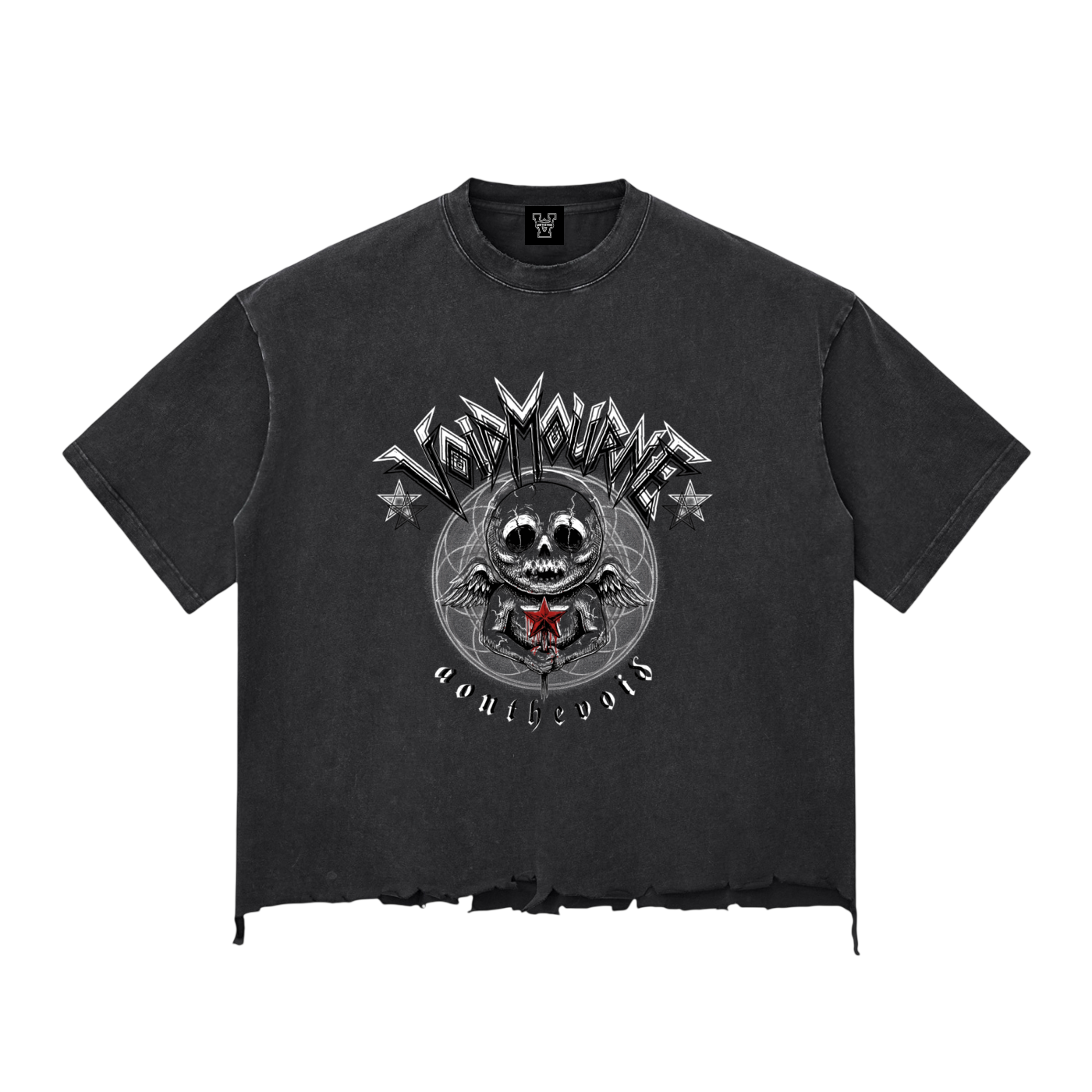 VoidMourne Snow Wash Raw-Hem Boxy T-shirt