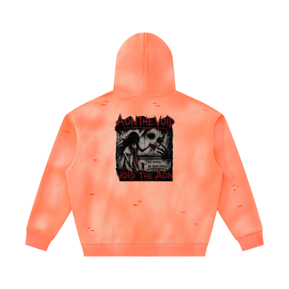 Unisex Sunfade Frayed Fleece Hoodie