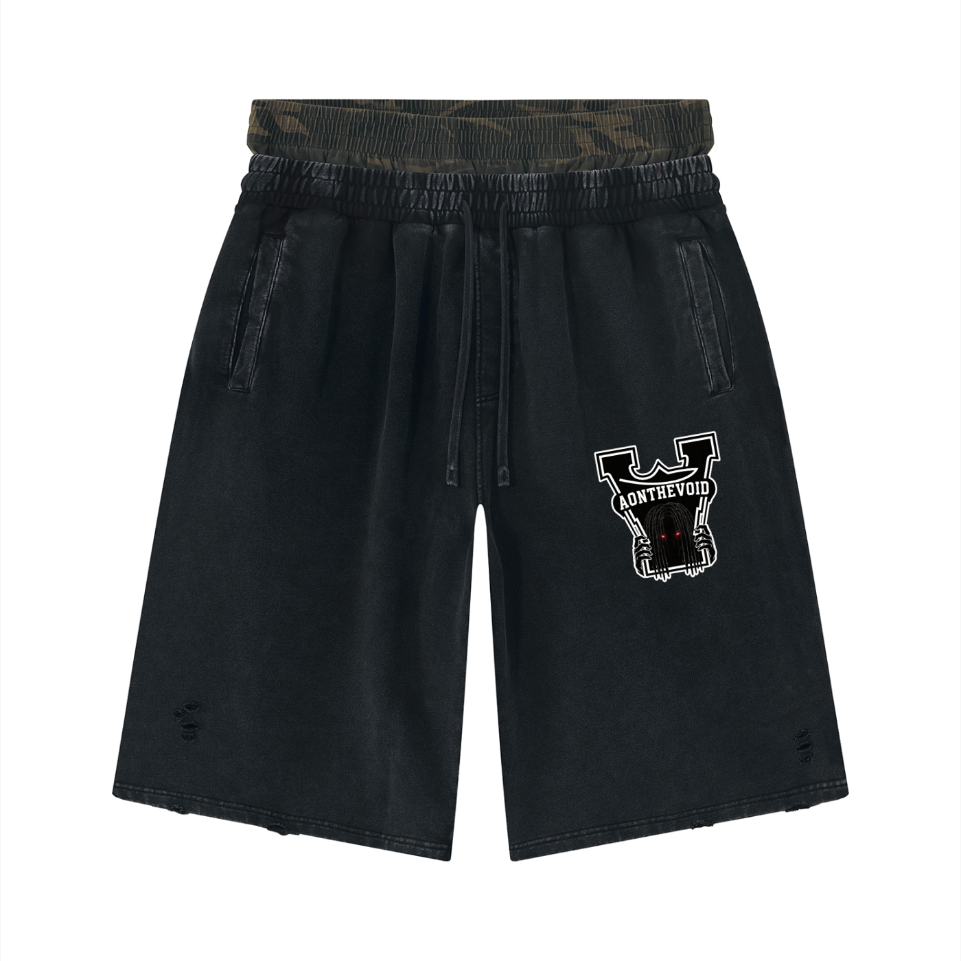 Unisex Vintage Wash Distressed Wide Leg Shorts